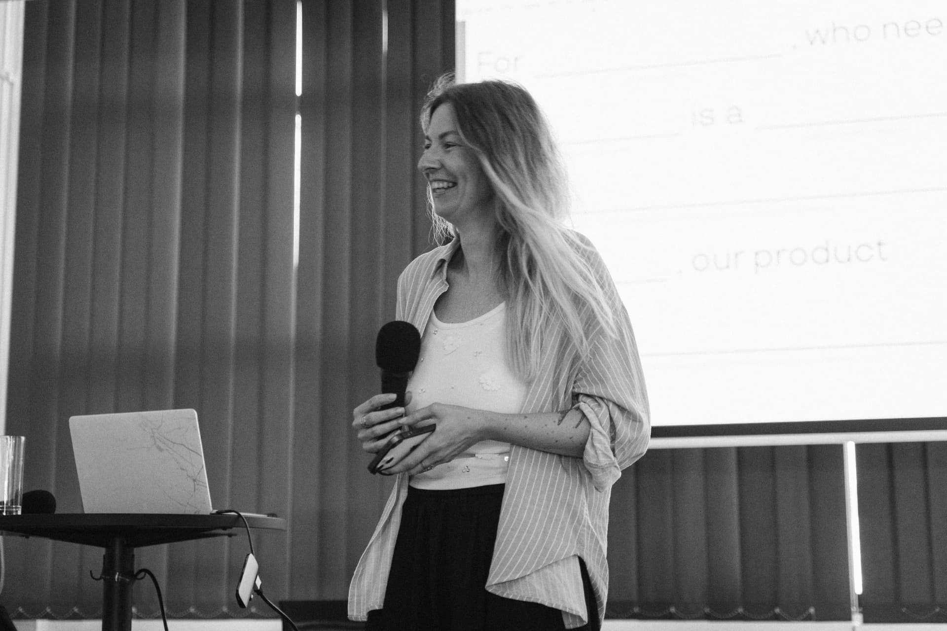 Valerie Beseda speaking on stage
